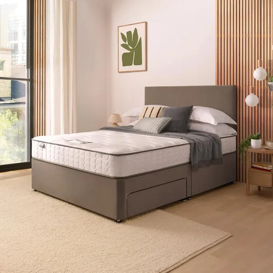 Silentnight Divan Bed Set – Velvet Headboard & 800 Pocket Mattress