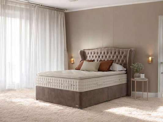 Chesterfield Winged Divan Bed with Memory Foam Mattres